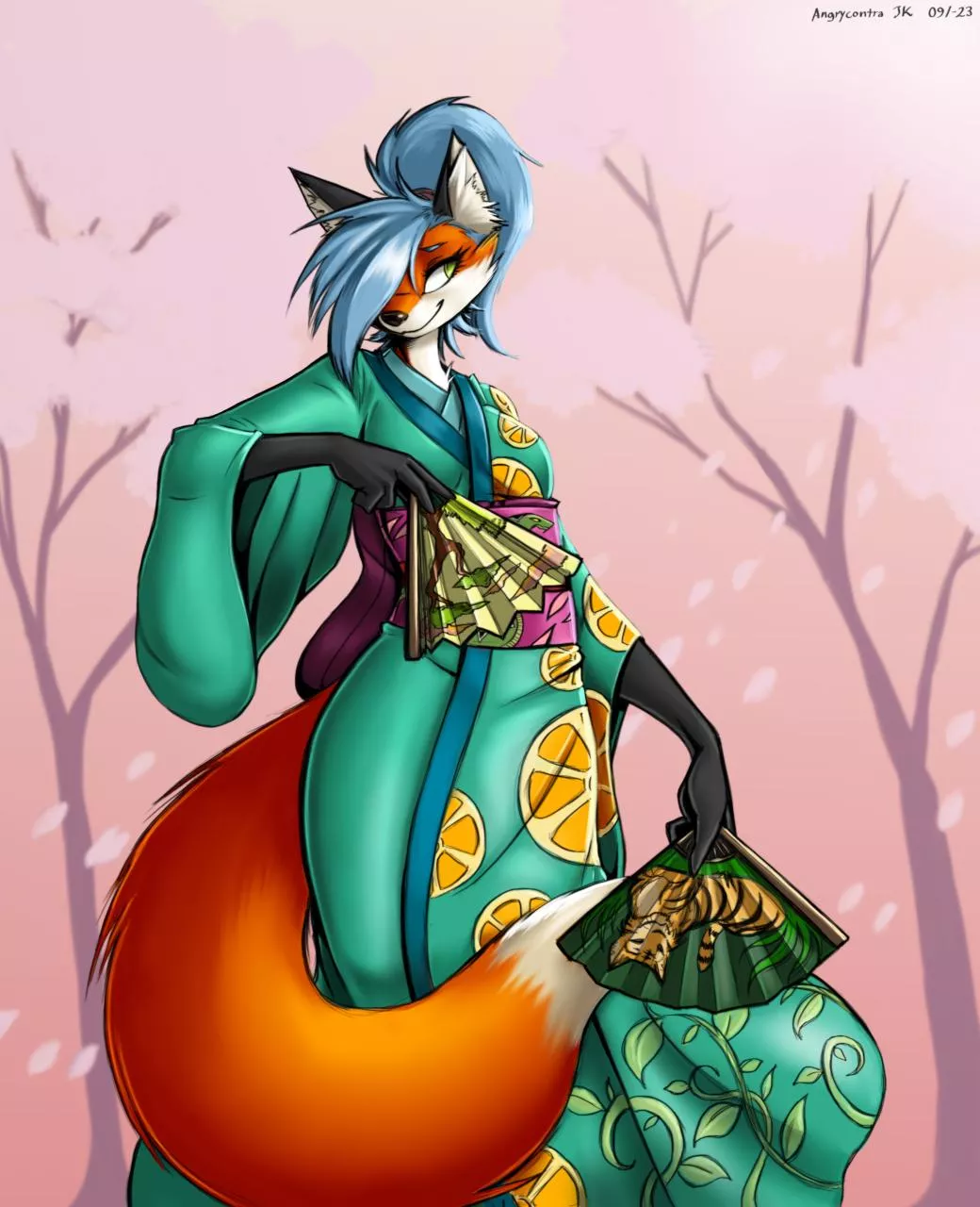 Geisha Fox (art by me) posted by Angrycontra