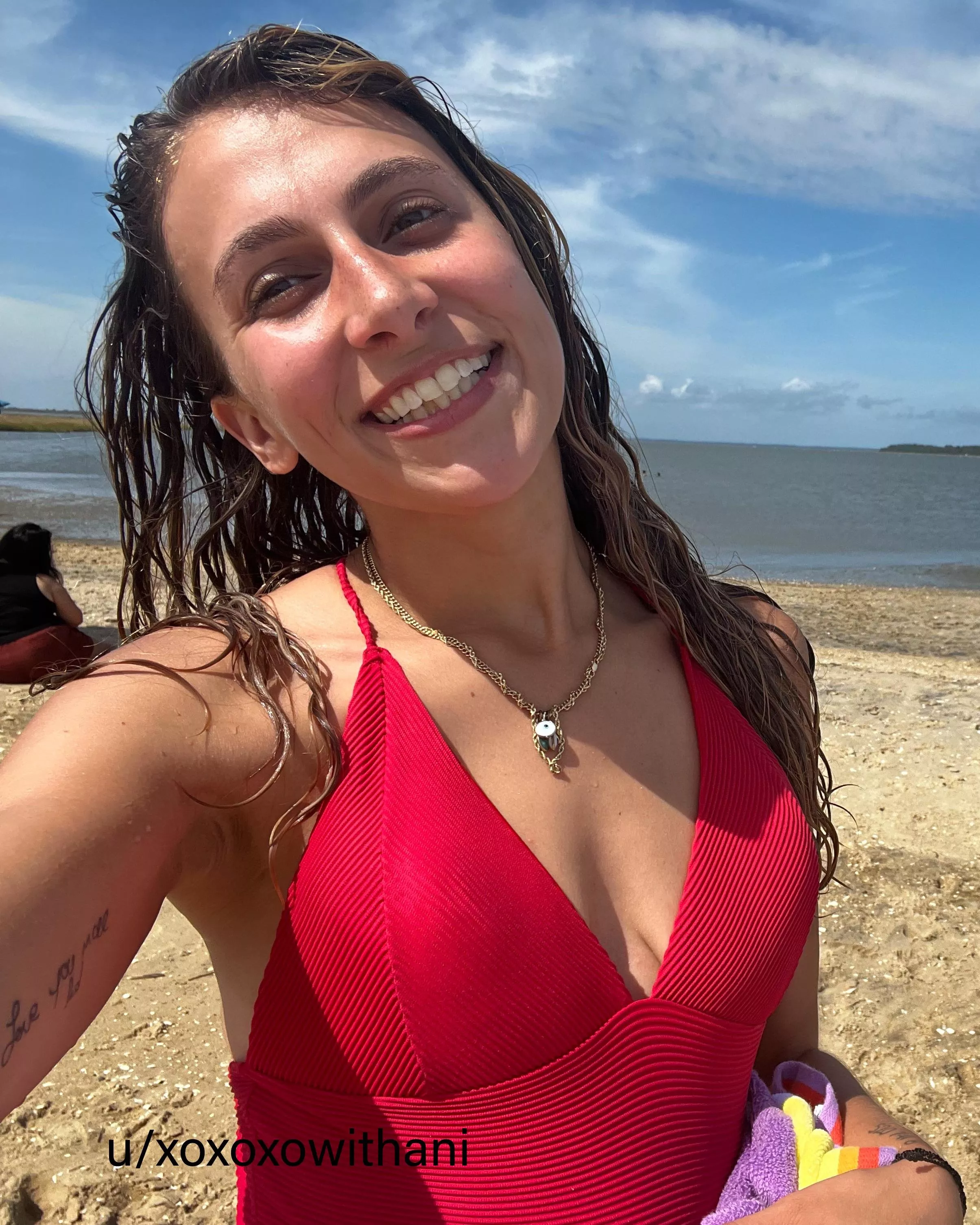 Here’s me in a red one piece. 💜 posted by xoxoxowithani