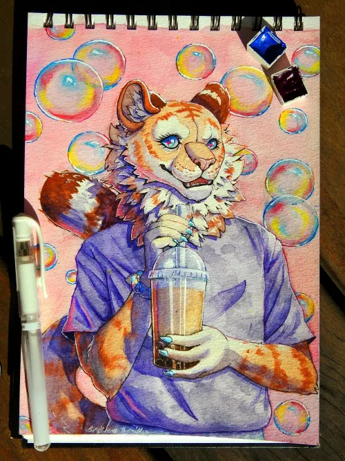 Recently picked up painting furries in watercolor by SaffronServal