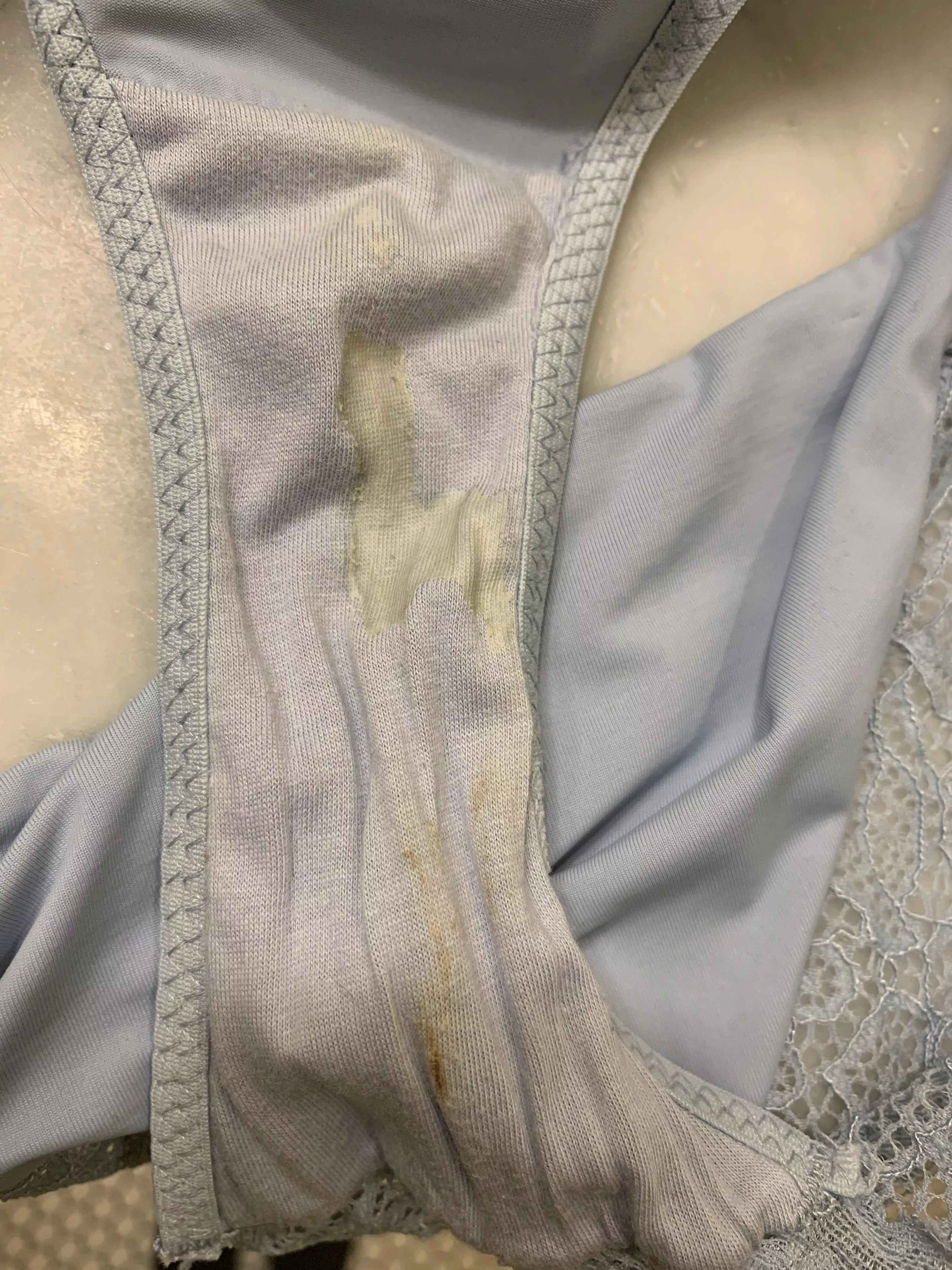Worn during peak ovulation ;) what a perfect cream stain! posted by PetiteTyrant