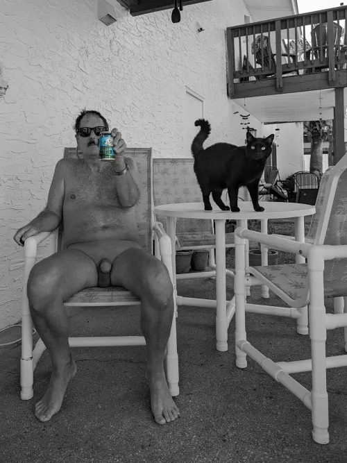 Drinking a Stump Knocker beer on the back patio with kitty on Caturday by redbull