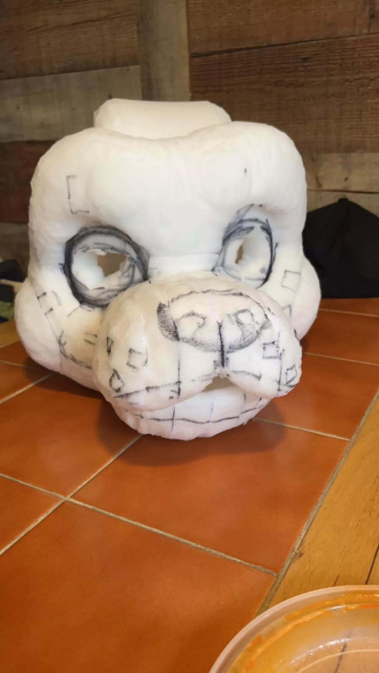 my first time making a fursuit head, what do you guys think? posted by desperate_bunny