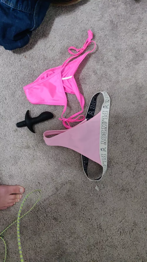 New panties. Love a satin or strappy thong. Who wants to see them by Different_Cash_8778