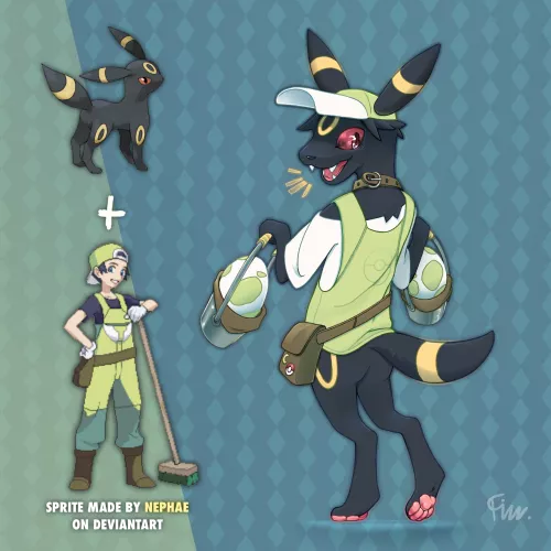 Umbreon + Pokemon Trainer fusion by Fizzy-Floof