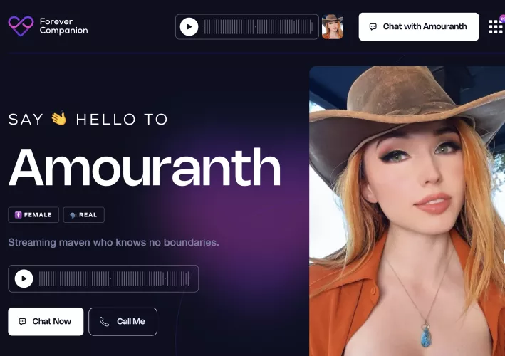 Amo LIVE on the PHONE 🔥! https://forevercompanion.ai/companion/amouranth/ by resilliant_Shepard