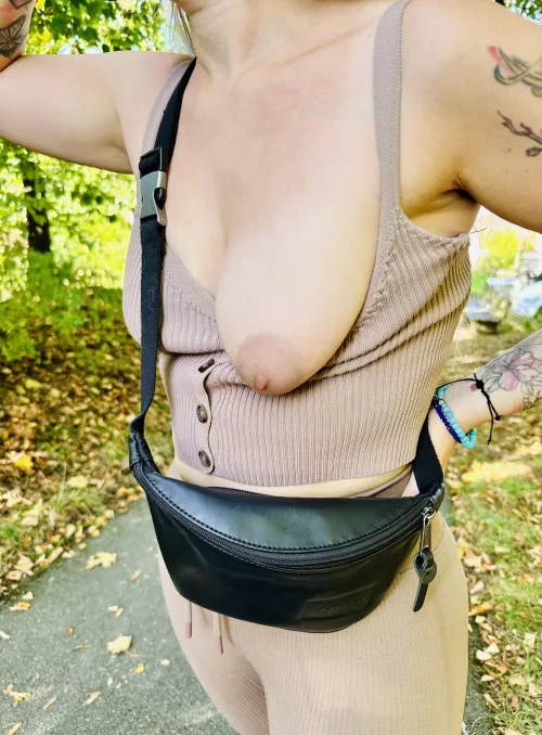 I take out my big sagging breasts when I go for a walk. It doesn't matter if someone sees me or takes a picture of me (F35) by MacL0Vein