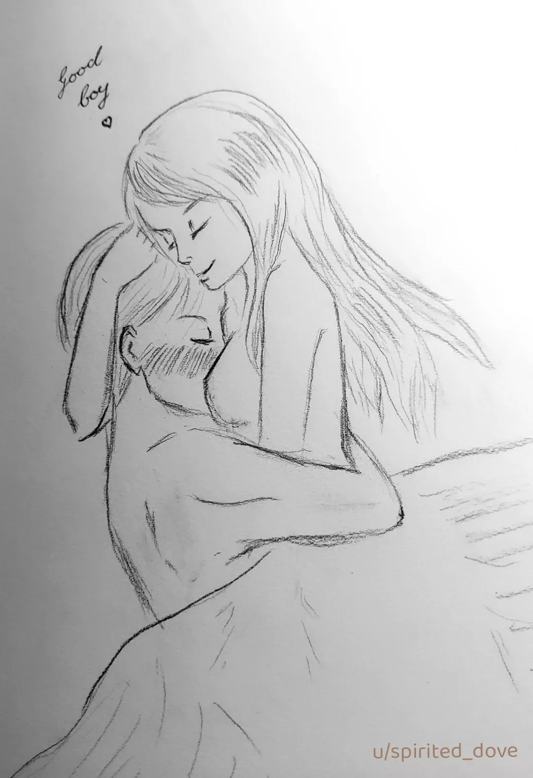 In her embrace (just a very quick little sketch) posted by spirited_dove
