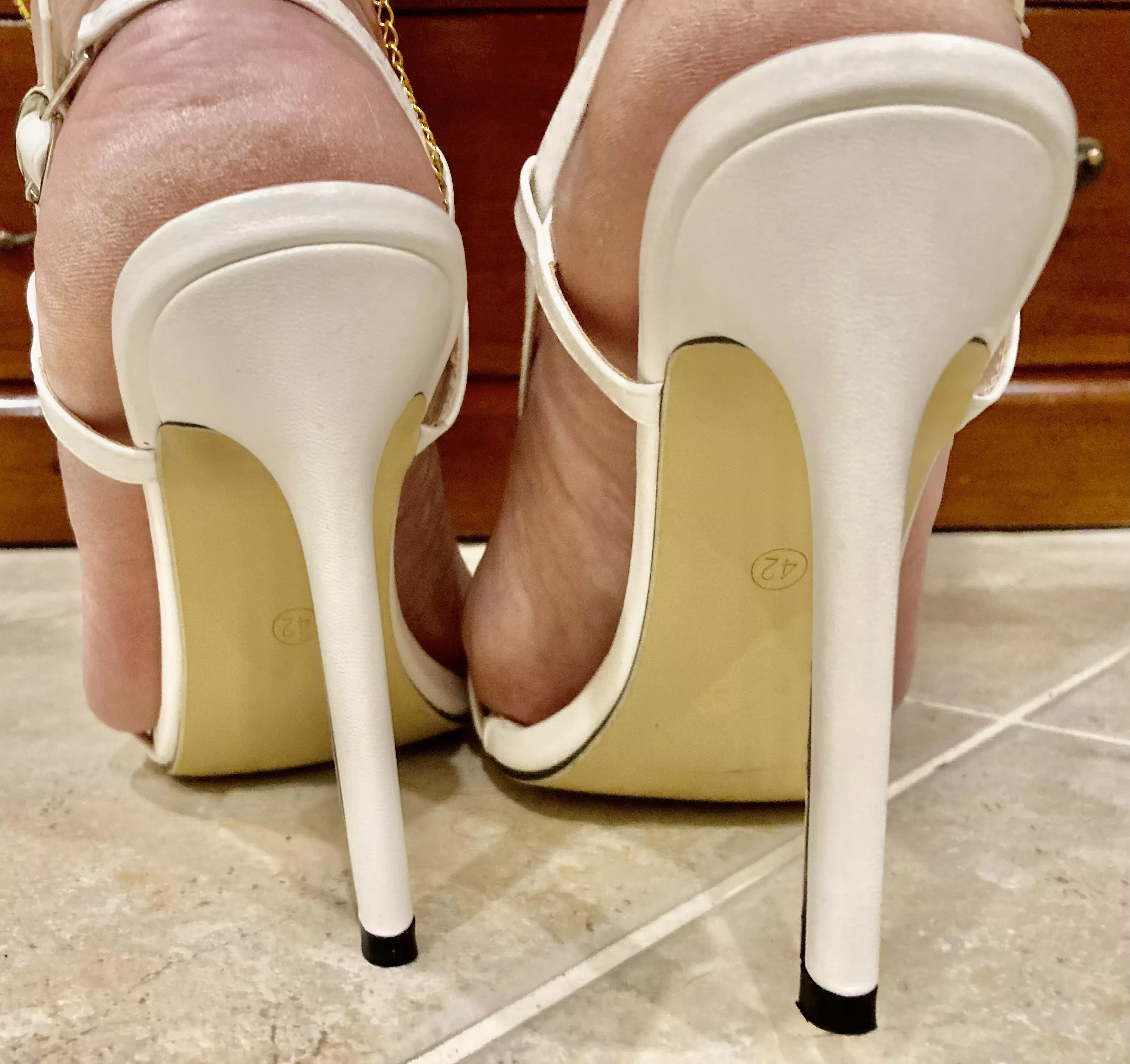 Beautiful white heels all day posted by madamkathy