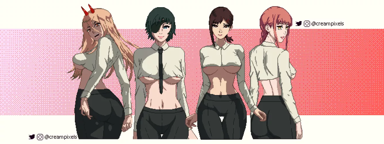 Chainsawman girls in hot pixels. Who y'all got? by CreamPixels