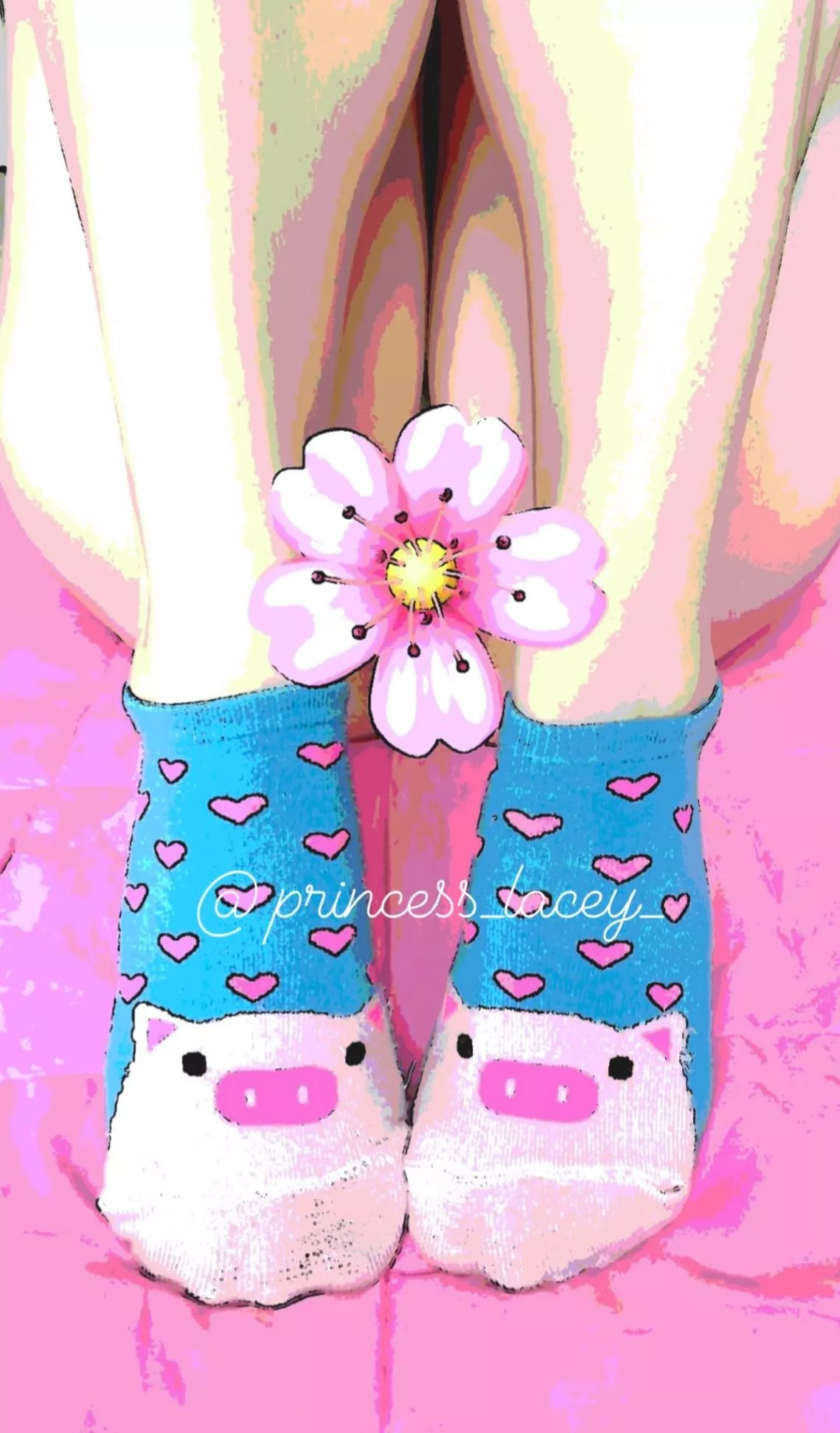 Look who’s on my socks 🐷🤭 posted by princess_lacey_