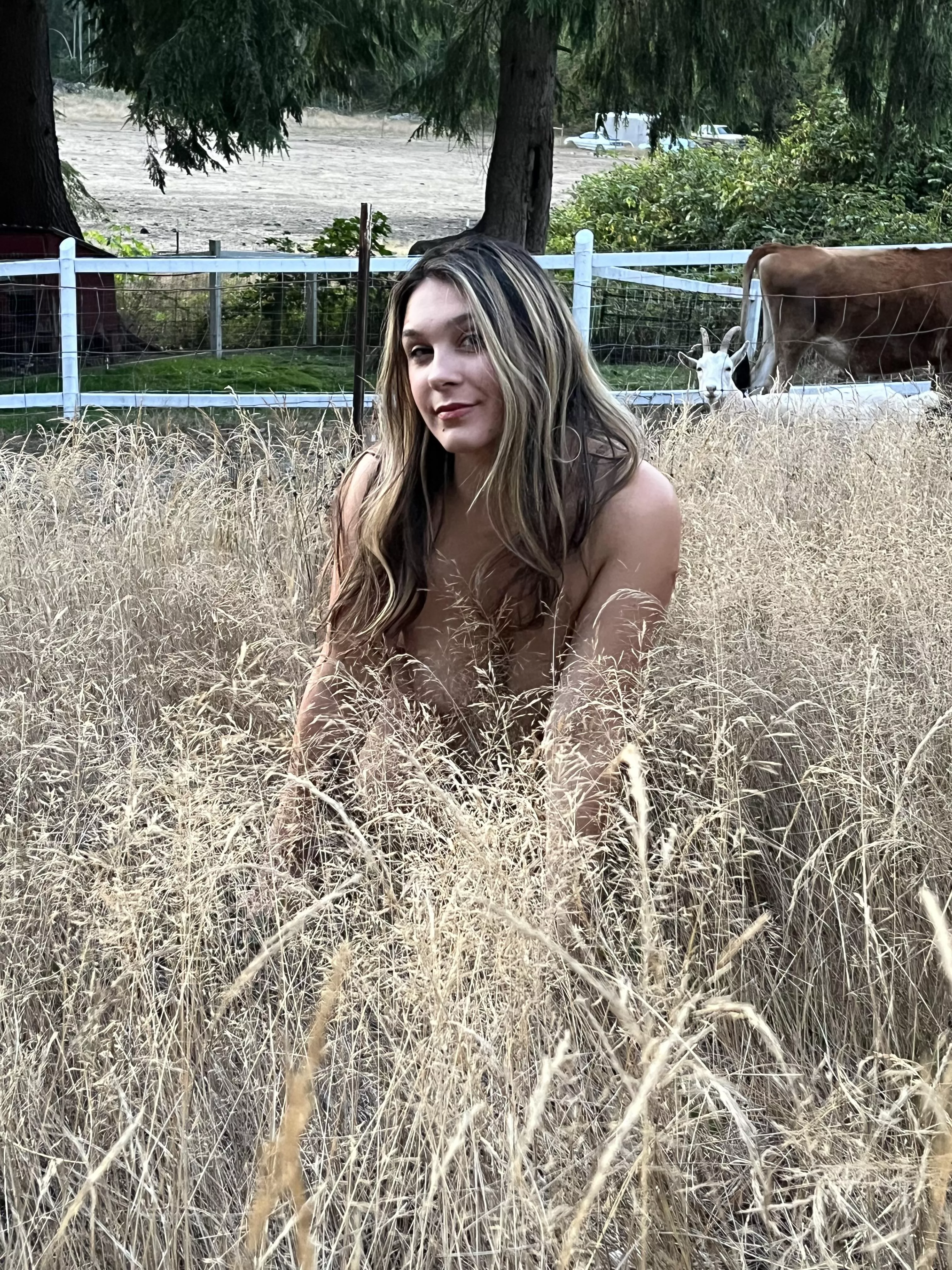 Out on the farm with no clothes.. posted by Pregnantgoddess20