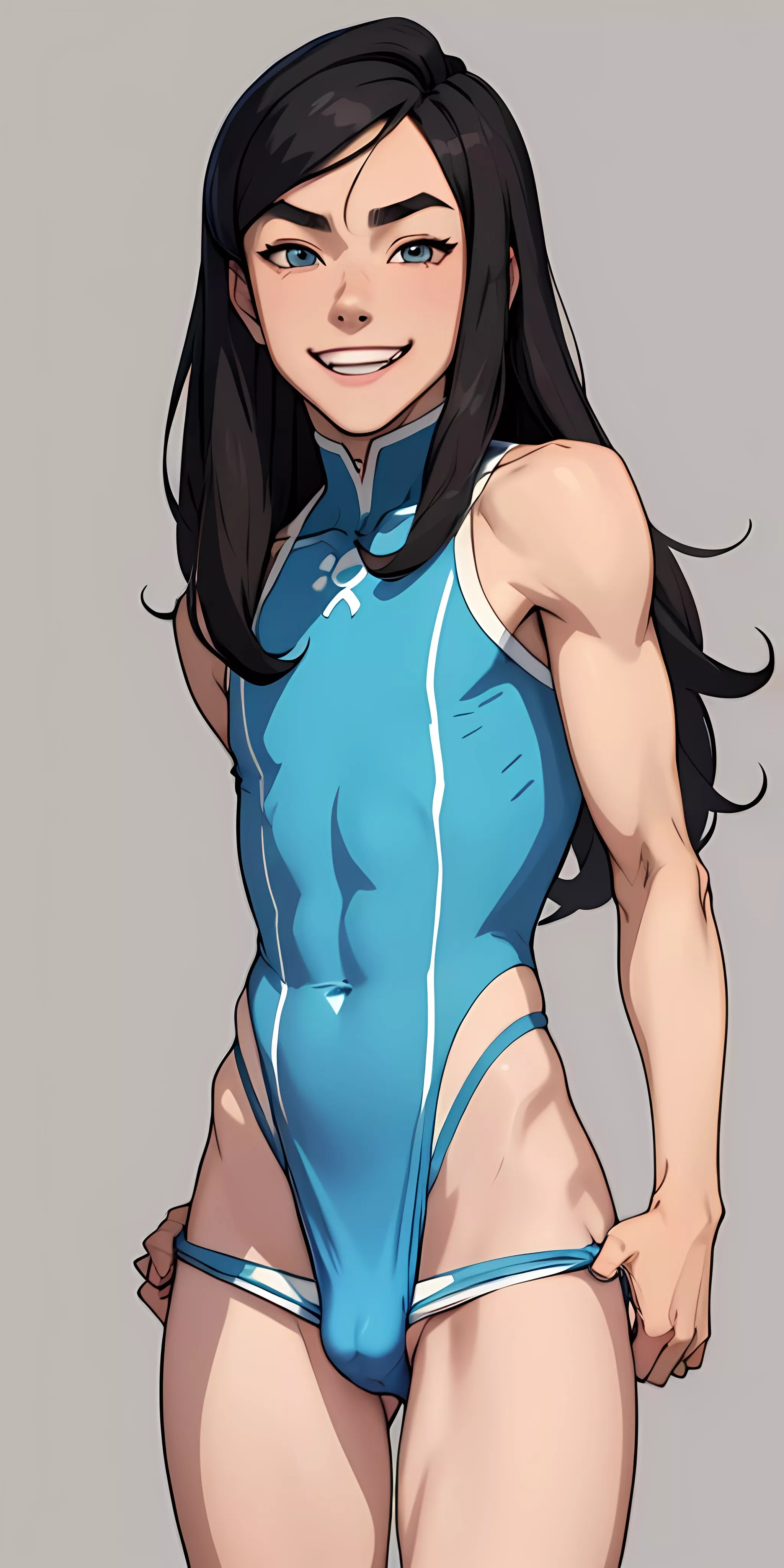(AI) Femboy Korra in One Piece Swimsuit posted by FallenCrownz