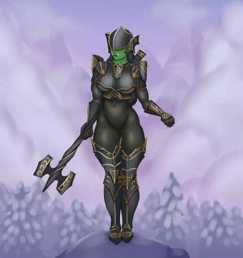 Ebony Valkyrie Armor Fan Art by LewdMora