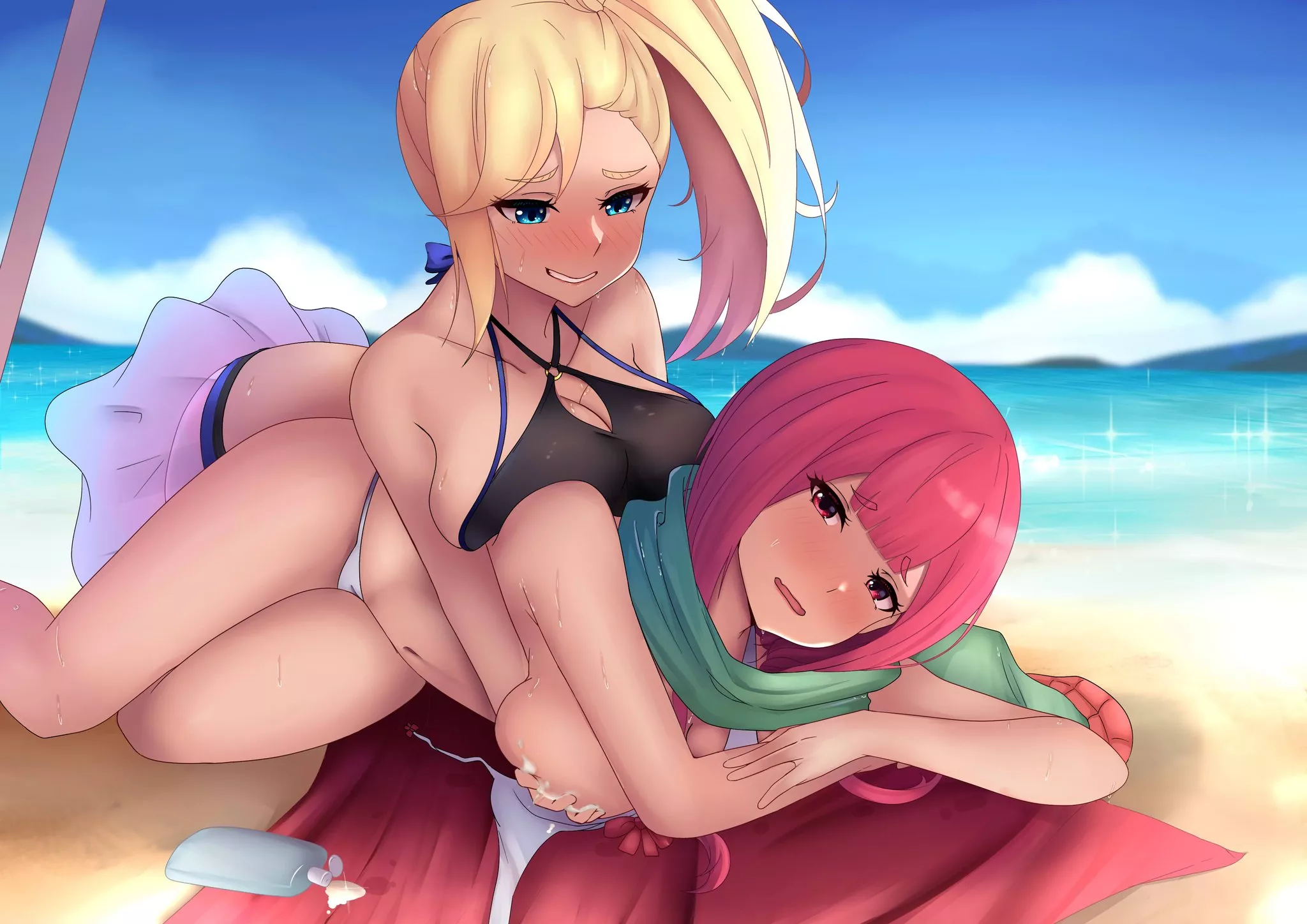 Minerva and carmila at the beach posted by Triguninferno