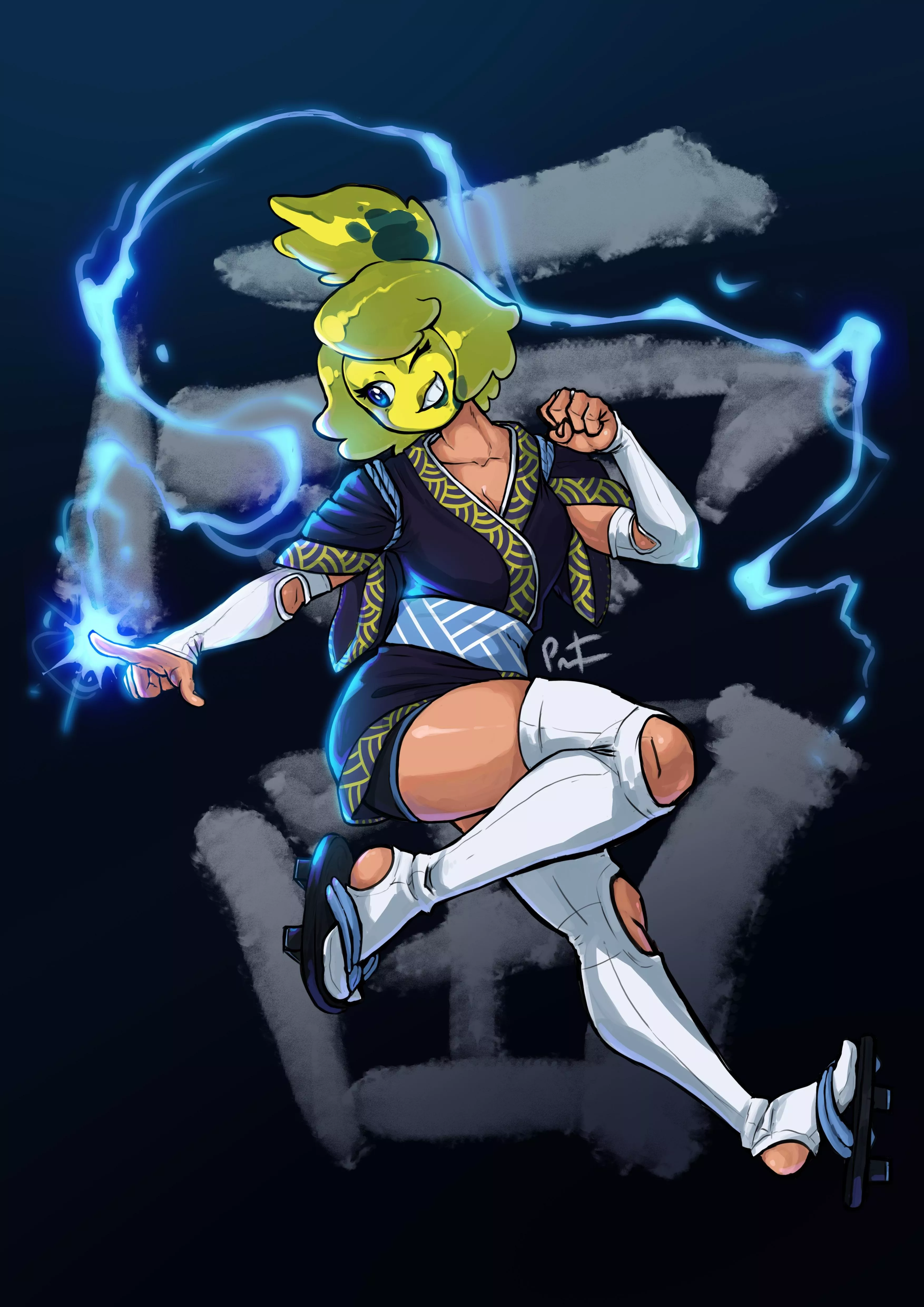 Yoki an energetic slime girl(oc) - by me posted by peenortacus