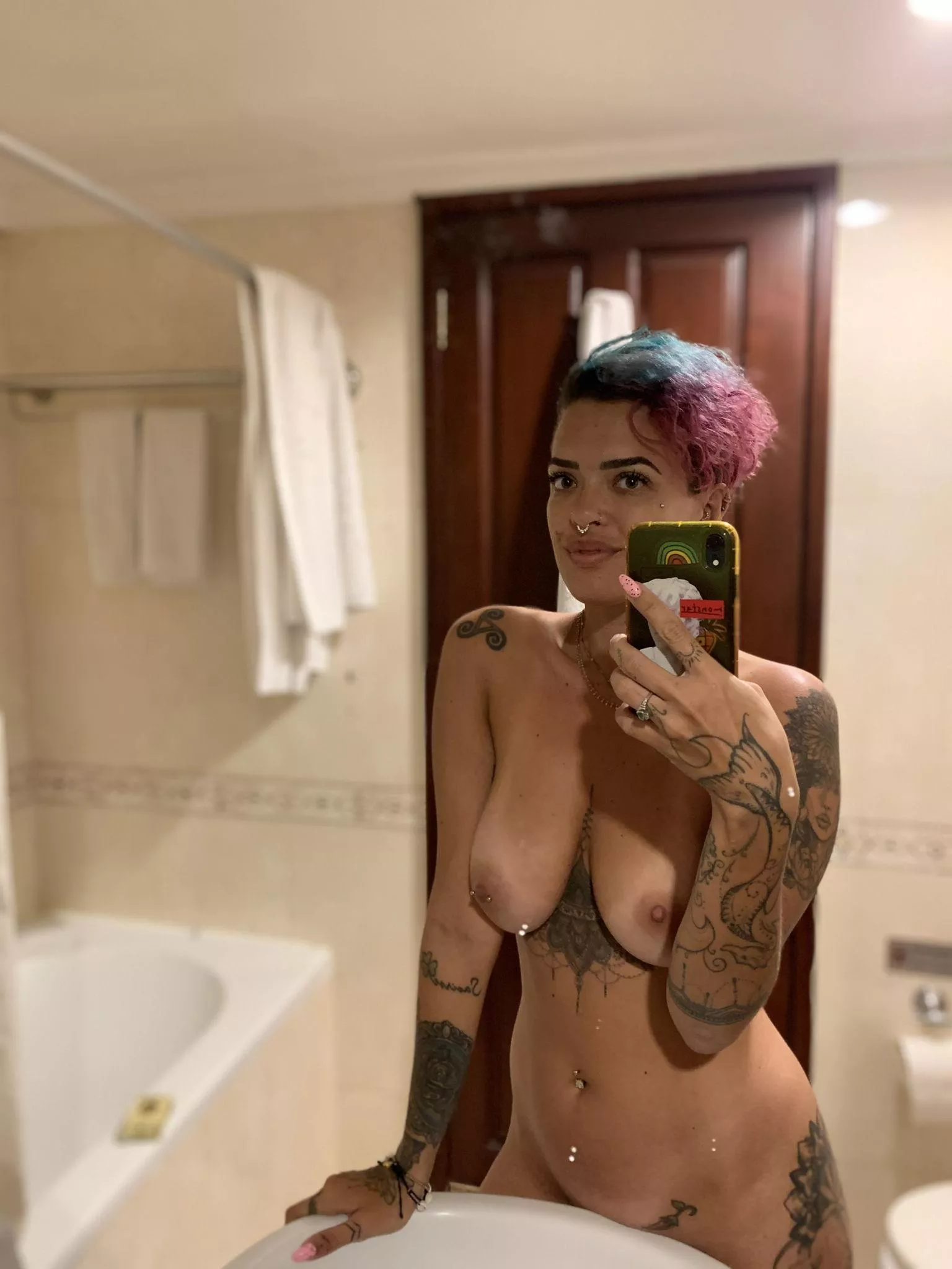 Do you like my rainbow hair or tits more?? posted by Lady-Paula