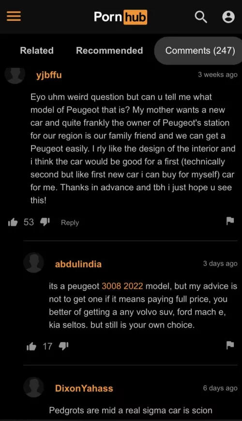 Man wants a peugeot by TrippyWolfhound