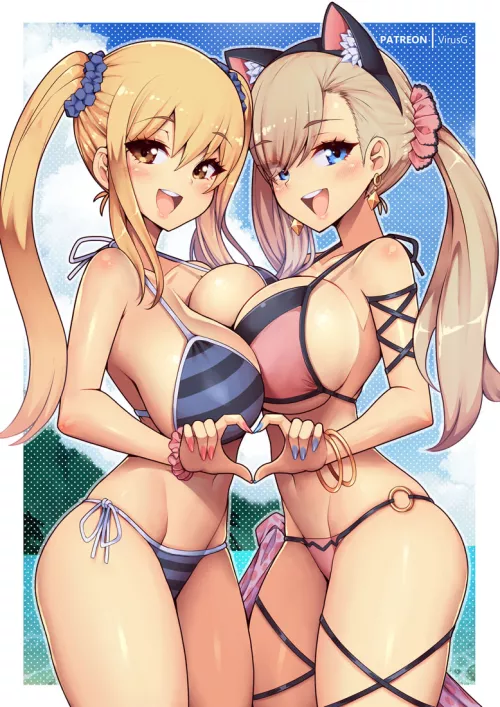 Lucy Heartfilia and Rebecca Bluegarden (Fairy Tail, Edens Zero) by SirRadaRada