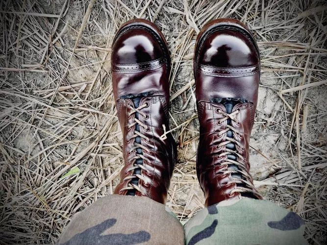 Repost of highly shined jump boots. by Excellent_Ruin2080