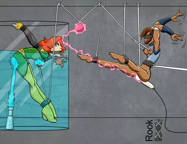 Korra and Jean in complex predicament by SiarX