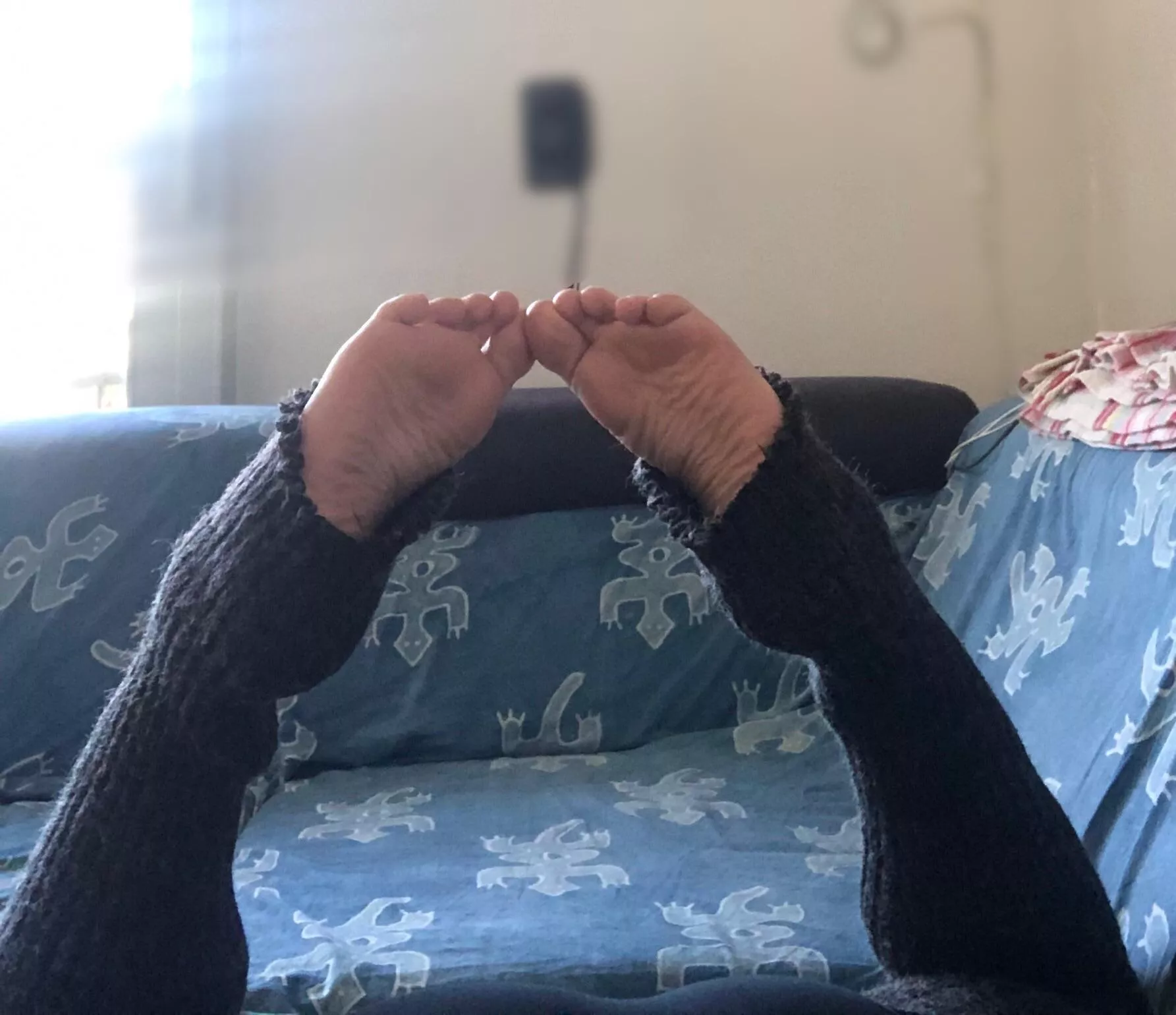 You come to me and find me and my feet like this. Admit it, you can hardly control yourself to spoil them. posted by Emilie_t_life