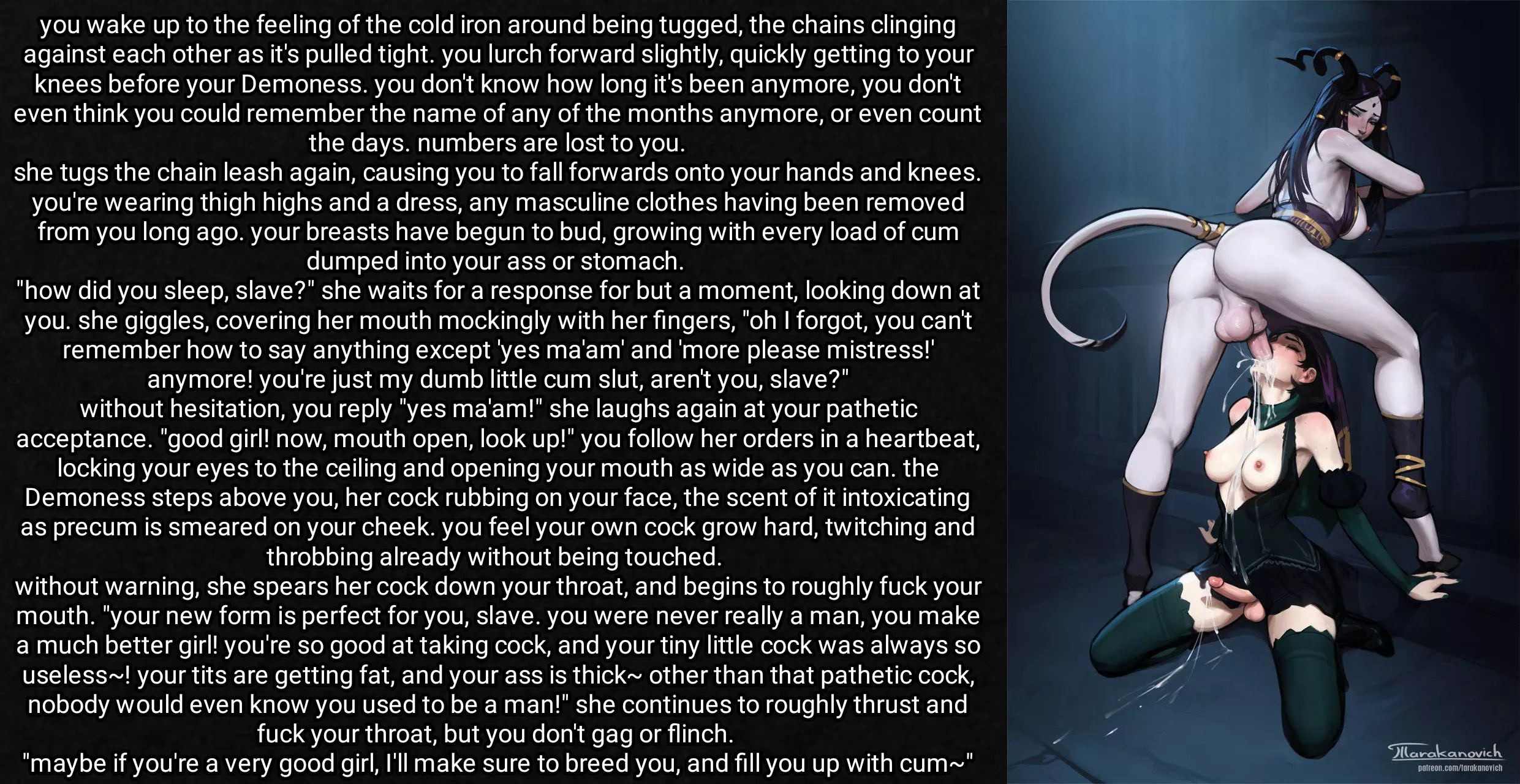 A Demoness captures you pt.2 [futadom] [mindbreak] [collar] [feminization] [talk of breeding] [slave play] [requested] artist unknown, caption by me posted by noname2230