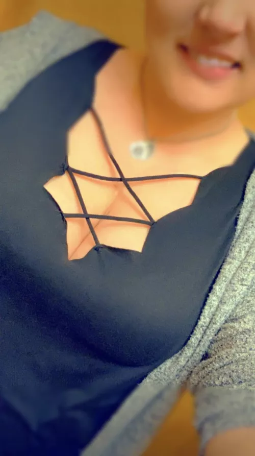 A little extra cleavage at work keeps the day interesting for everyone 😘 by hotwife1994