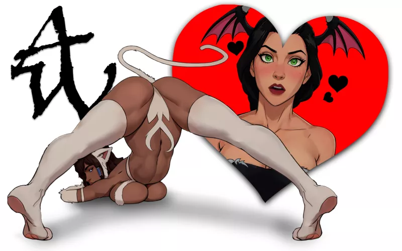 [Artwork] by (Abel_Waters) Halloween Special: Korra's Darkstalkers surprise for Asami. by Abel_Waters