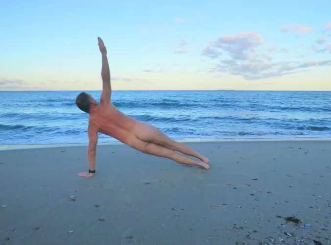 Finally had the beach to myself to do some yoga by ImaginaryMolasses894