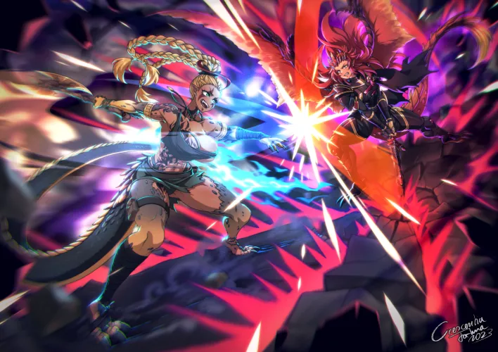 Lizzer fight [by Crescentia Fortuna] by Crescentia-Fortuna