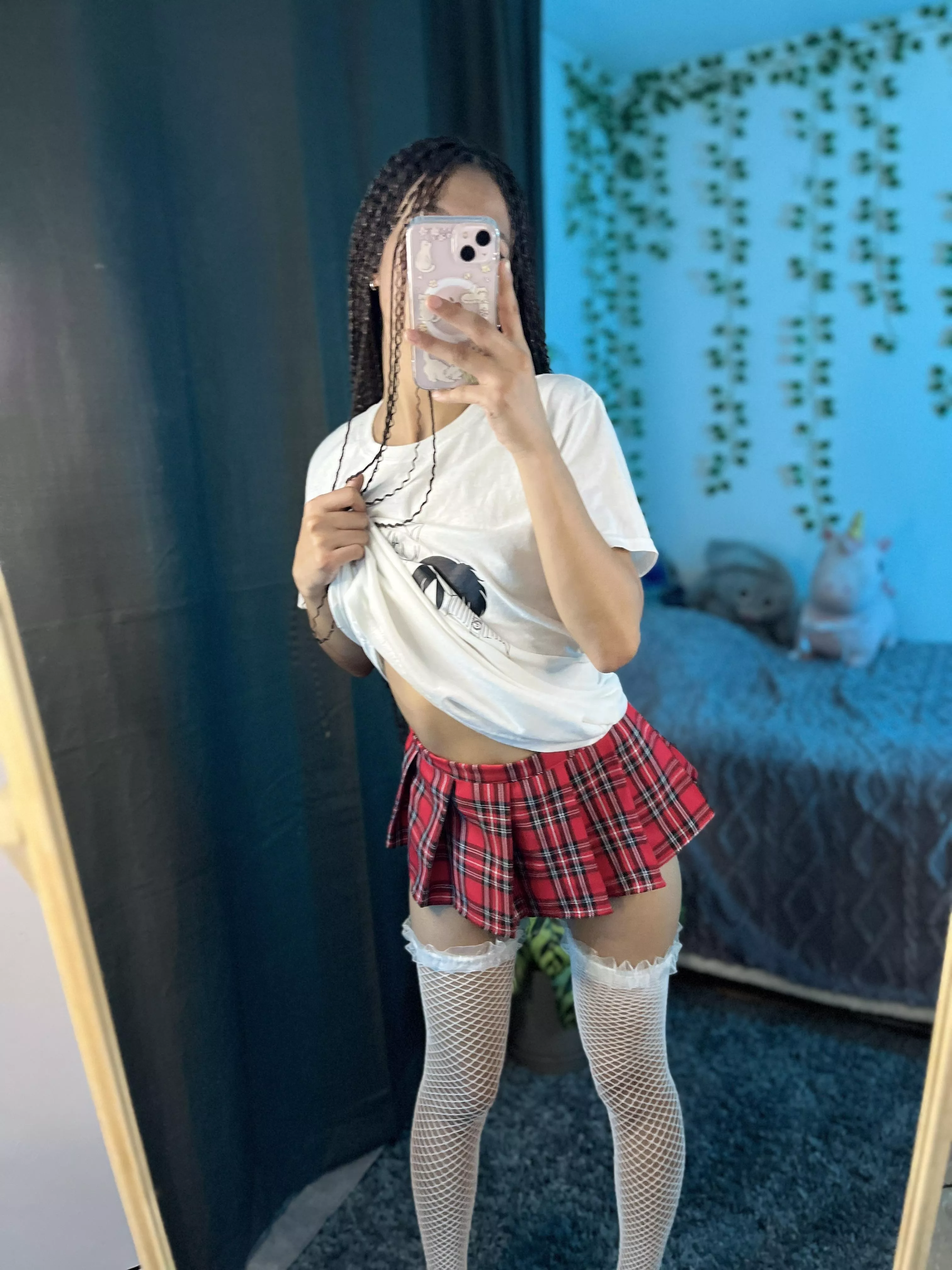 another day stealing looks with my skirt at school heheh posted by Justlyn_skye