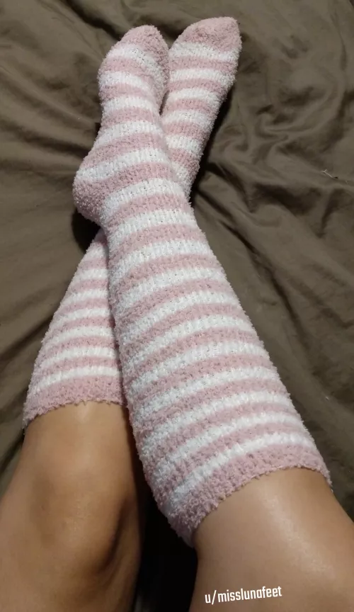 Knee high fuzzy socks by prettyfeetraven