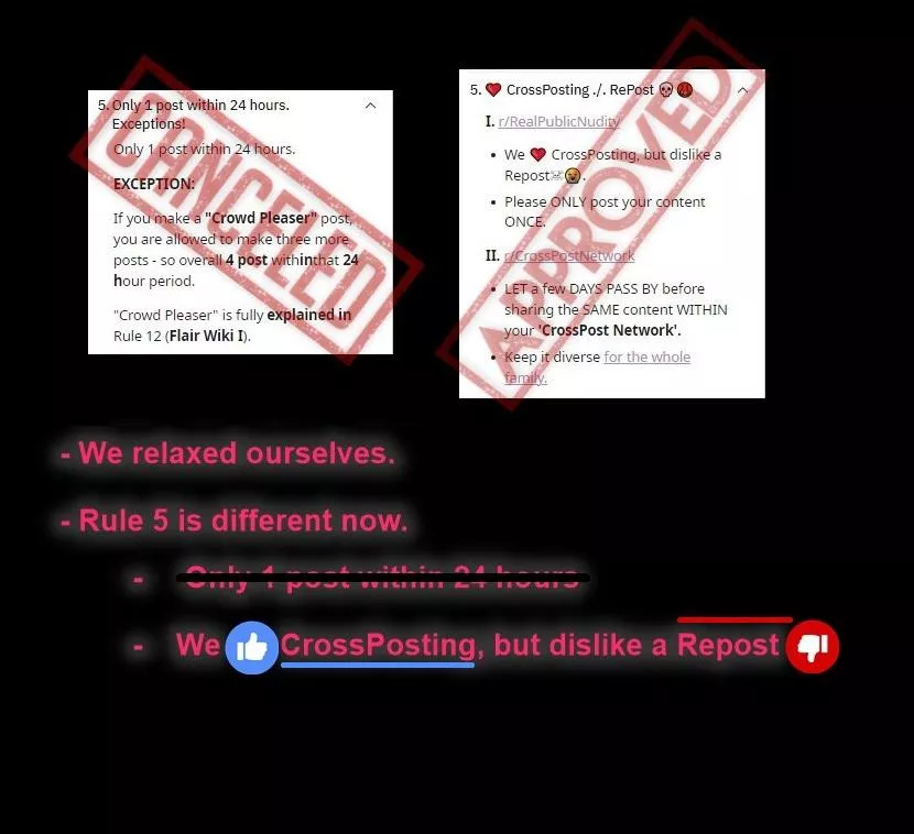 😃 Rule 5 changed. Completely. 🧡💚💜 posted by CrossPostNetwork