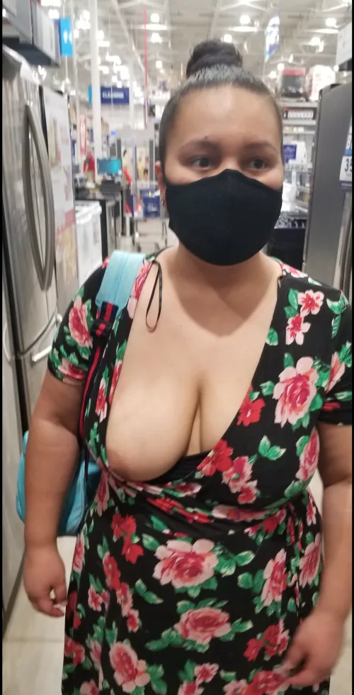 Shopping for a fridge is best with 1 boob out by loveboobs420