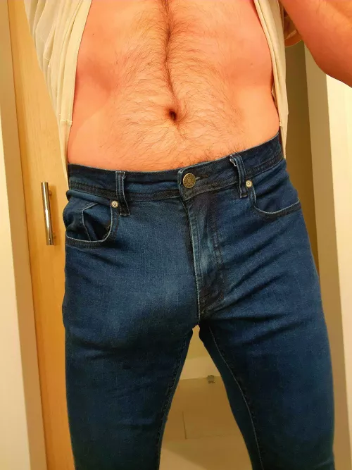 Wife bought me new jeans for the office. Wearing compression shorts to not be embarrassed, still too visible? by 678_not_666