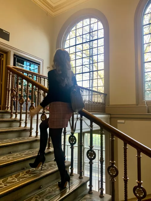 enjoying the museum in my high heel boots by MalinaWhispers