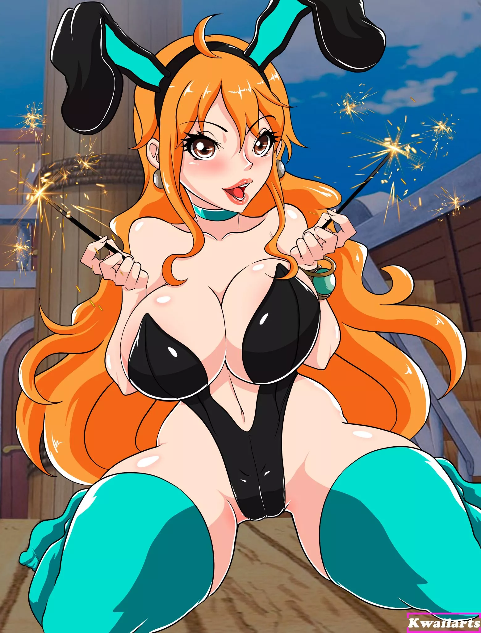 Nami in her cute bunny suit (Kawaiiarts) posted by Entire-Championship1