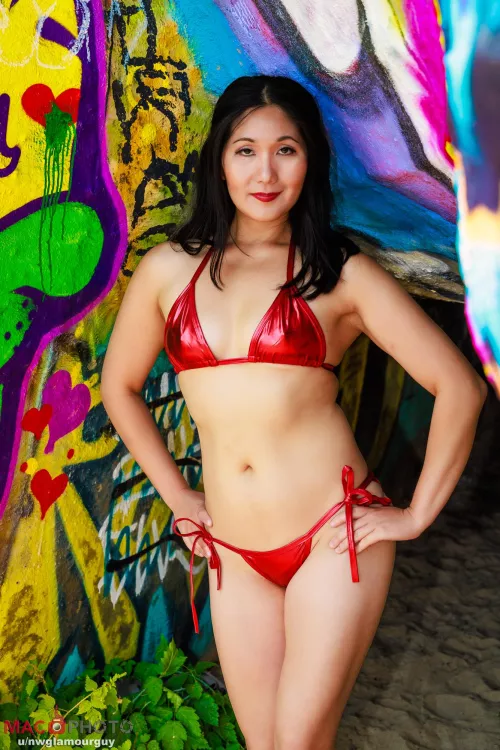 Nanci - Metallic Red Bikini by nwglamourguy
