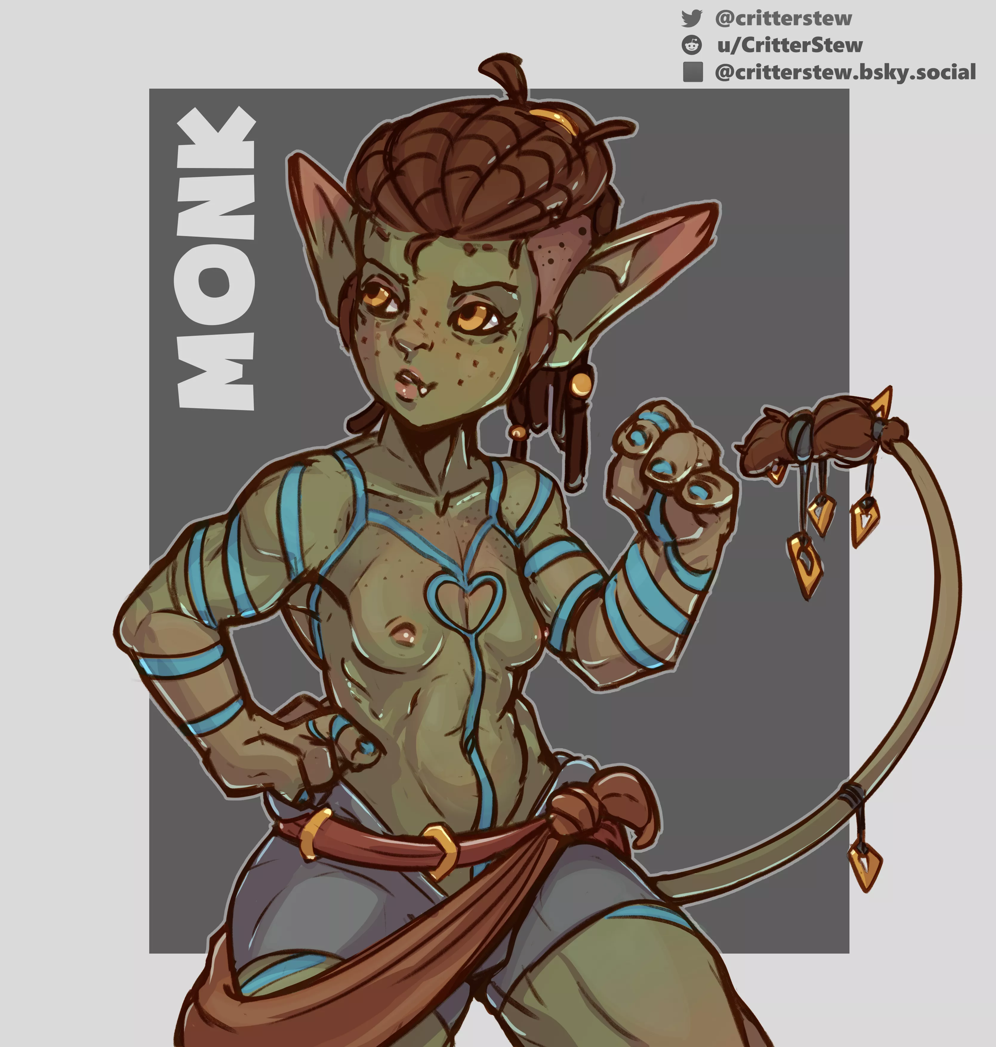 Gobtober Day 13 - Monk! Check out the tiny pugilist posted by CritterStew