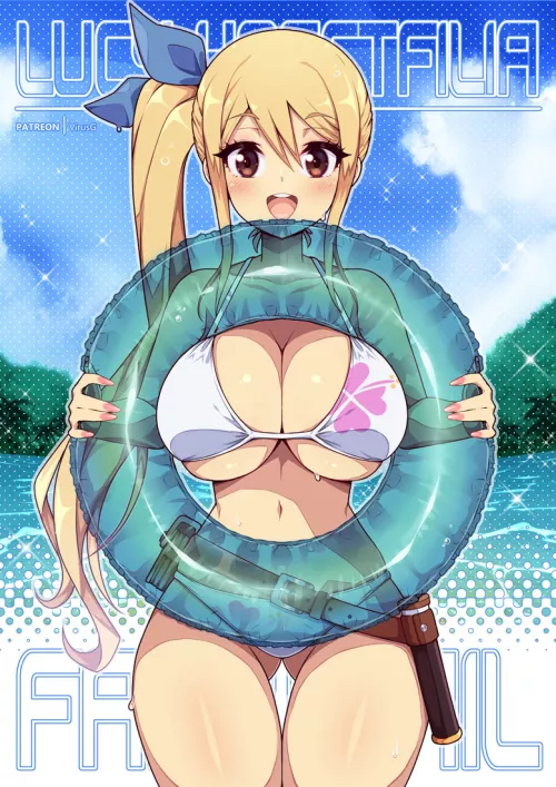 Lucy Heartfilia at the beach (VirusG) [Fairy Tail] by SirRadaRada