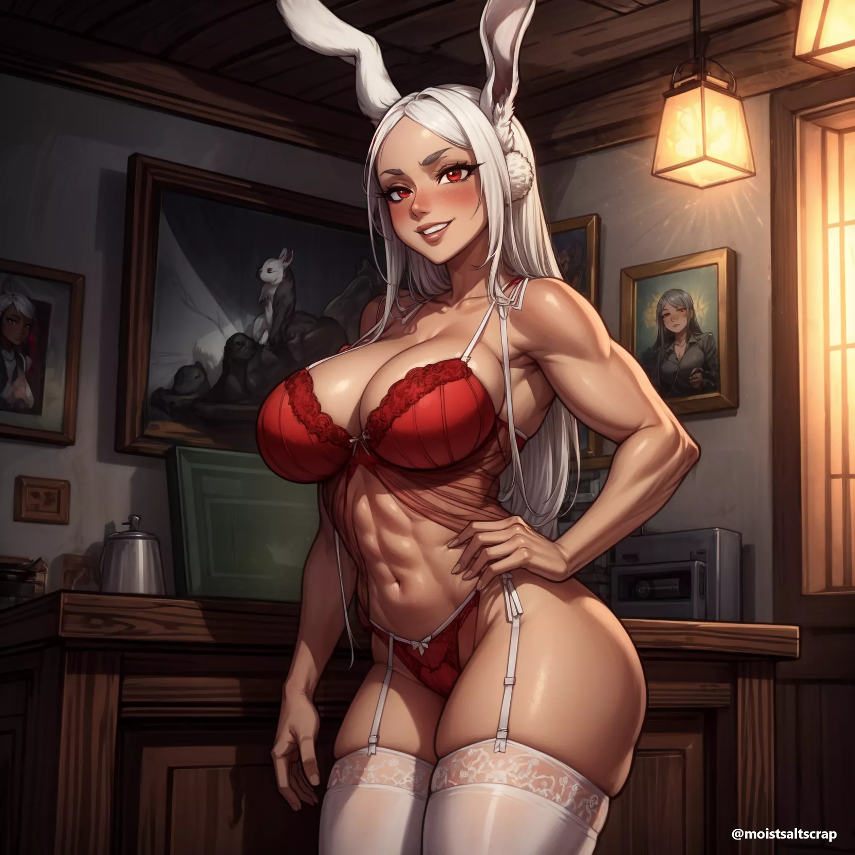 Mirko trying on a new outfit!😈(My Hero Academia) generated by @moistsaltyscrap posted by TheMoistSaltyFry