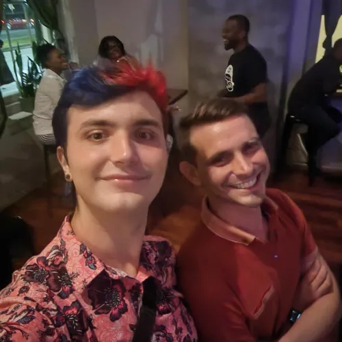 Took this on a night out, thought it was a cute pic of me(left) what do we think? by JubbleTelescope