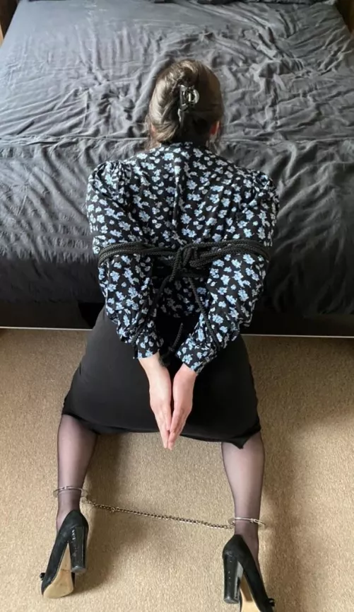 Shackled and bound with rope. What a way to start the evening. by LittleTeacherSlut