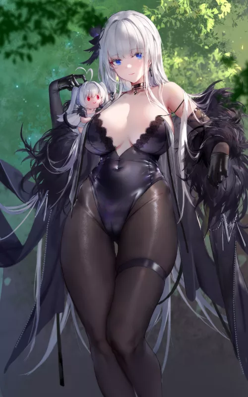 Black Pantyhose & Thigh Band by CheetahSperm18