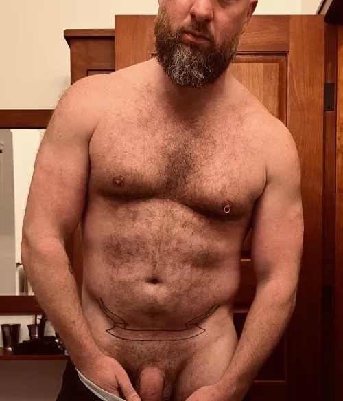 Come rub dad’s fuzzy belly. by FLhairydad