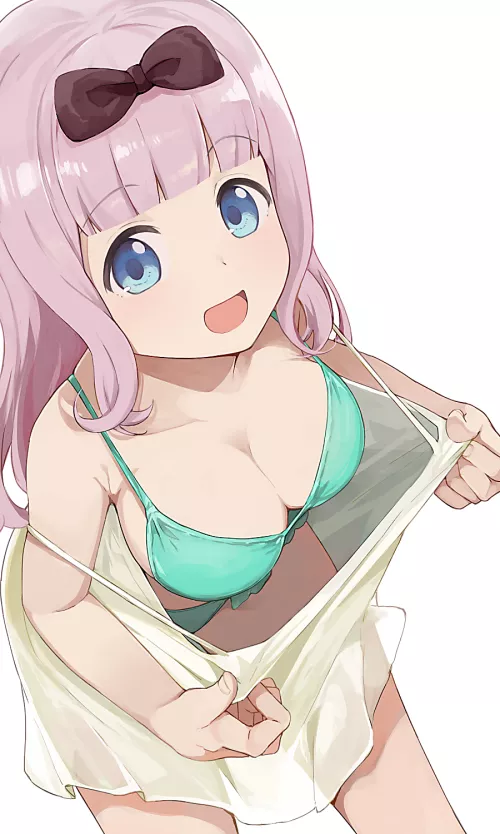 Fujiwara Chika is Happy to Flaunting her Cleavage in Green Bikini [Kaguya-sama wa Kokurasetai] (Hiroki) by ecchi_neko