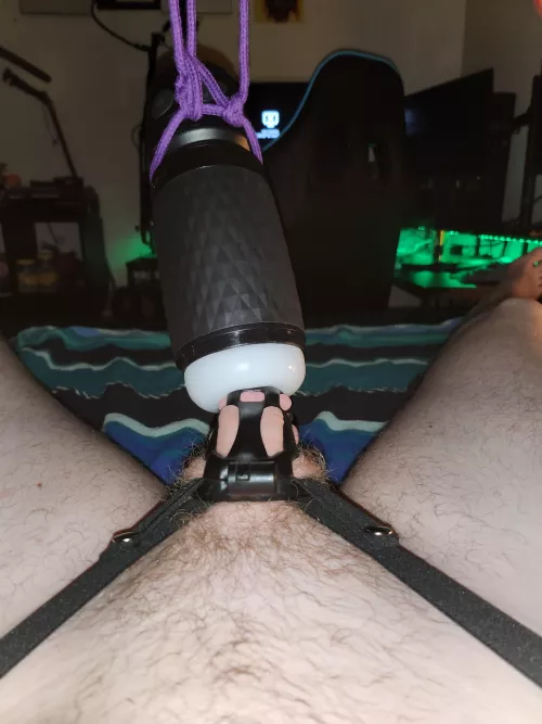 Getting ready for another unlocked tease and edge session from my domme with auto here... here's to hoping I don't accidentally cum again this time! by OneHellaGreedySteak