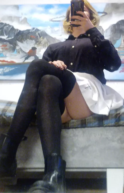 I love my pretty white skirt hehe by milo_the_femboy
