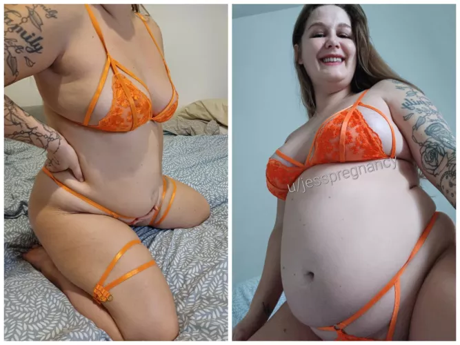 Just a pregnancy progress picture to brighten your Monday ❤️ from 14 weeks pregnant to 21 weeks so who knows how big I'll be soon at this rate 🤣😈 by jesspregnancy