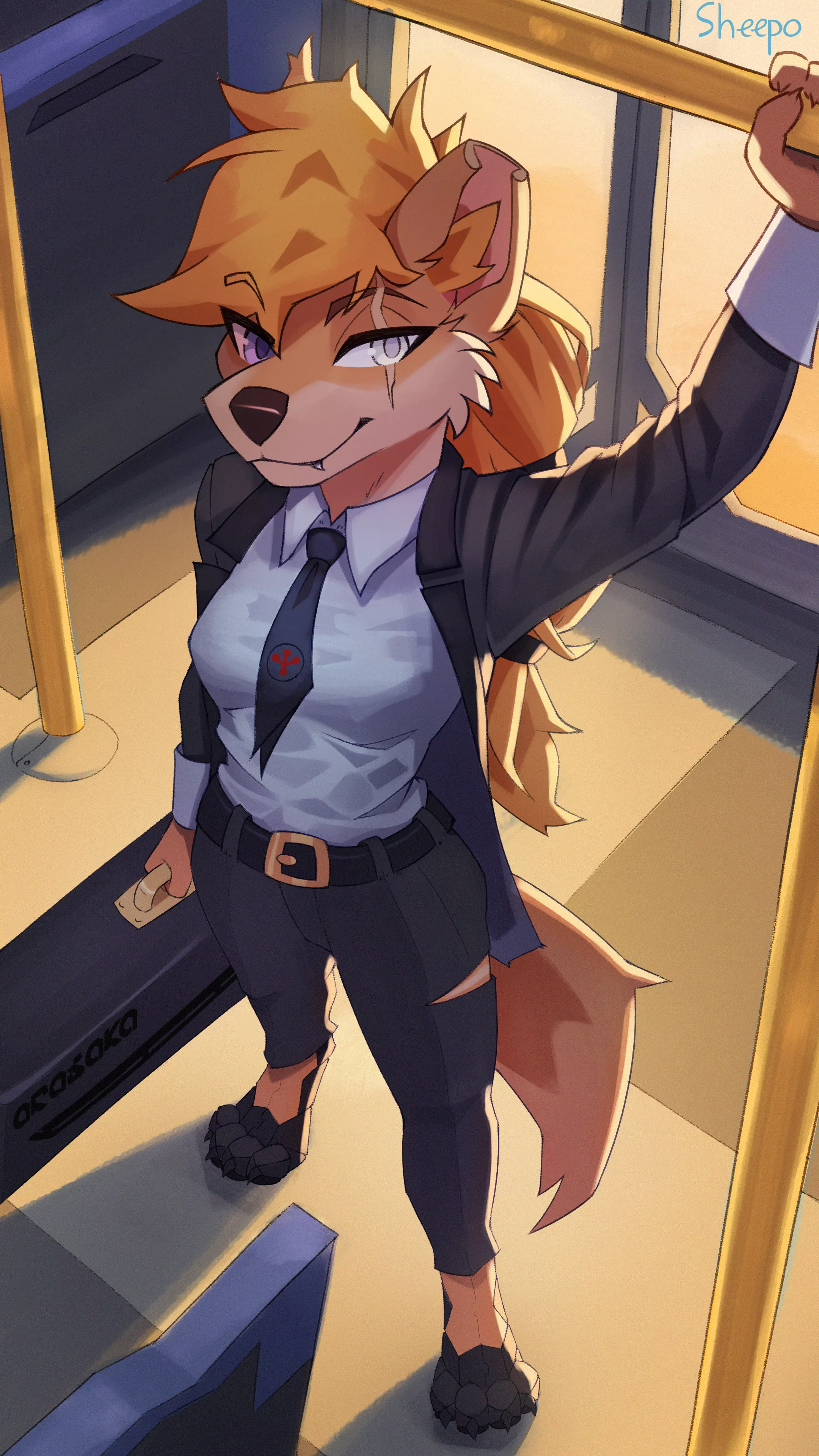 Security staff on her way to work (art by me) posted by RickySerni